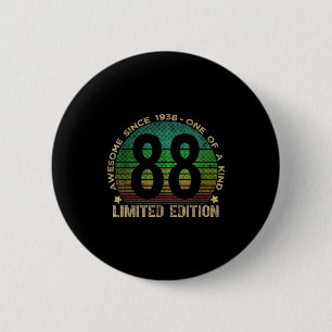 88 Year Old Vintage 1938 Limited Edition 88th Birt 6 Cm Round Badge