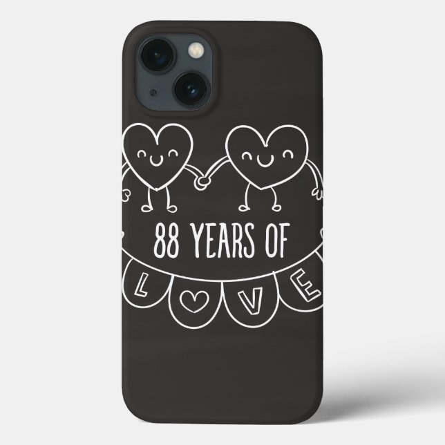 88th Anniversary Gift Chalk Hearts Case-Mate iPhone Case (Back)