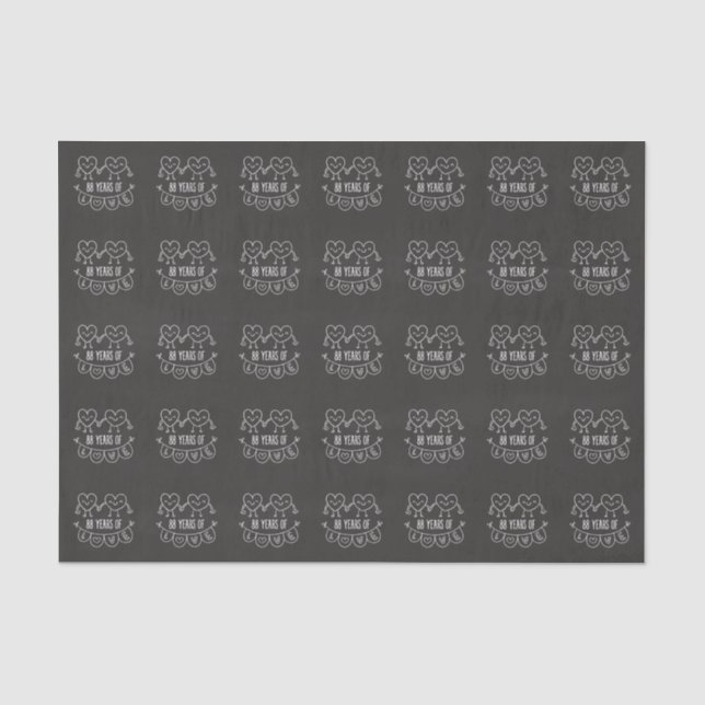 88th Anniversary Gift Chalk Hearts Tissue Paper (Front)