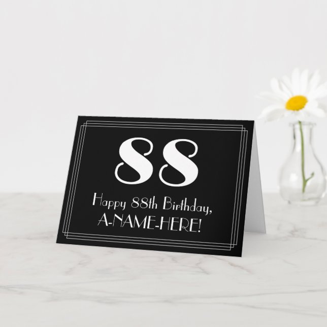 88th Birthday ~ Art Deco Inspired Look "88", Name Card (Small Plant)