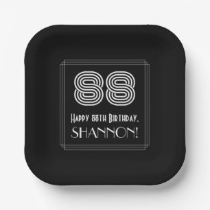 88th Birthday — Art Deco Inspired Look “88” Paper Plate