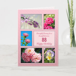 88th birthday, beautiful flowers card