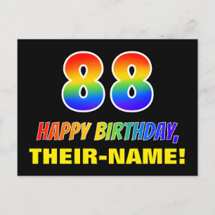 88th Birthday: Bold, Fun, Simple, Rainbow 88 Postcard