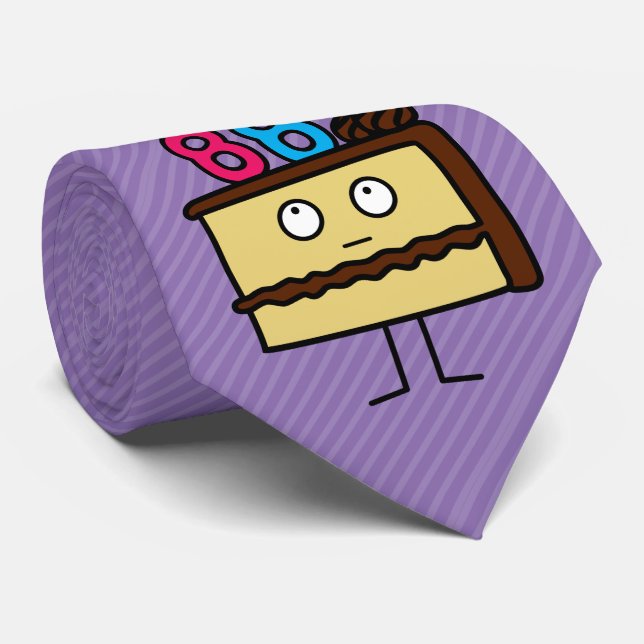 88th Birthday Cake with Candles Tie (Rolled)