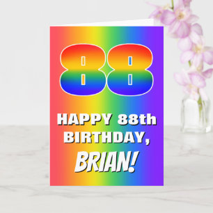 88th Birthday: Colourful, Fun Rainbow Pattern # 88 Card