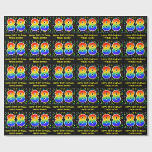88th Birthday: Colourful Music Symbols, Rainbow 88 Wrapping Paper