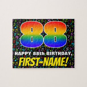 88th Birthday — Fun, Colourful Music Symbols & “88 Jigsaw Puzzle