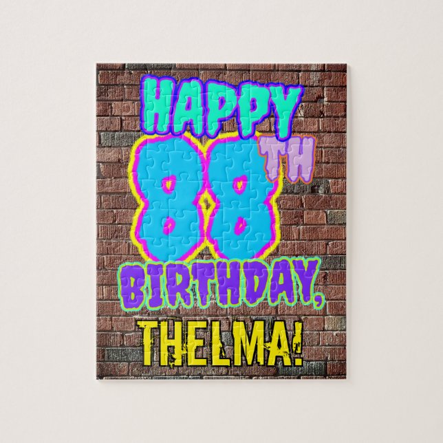 88th Birthday ~ Fun, Urban Graffiti Inspired Look Jigsaw Puzzle (Vertical)