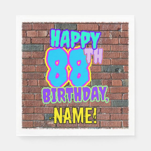 88th Birthday ~ Fun, Urban Graffiti Inspired Look Napkin (Front)