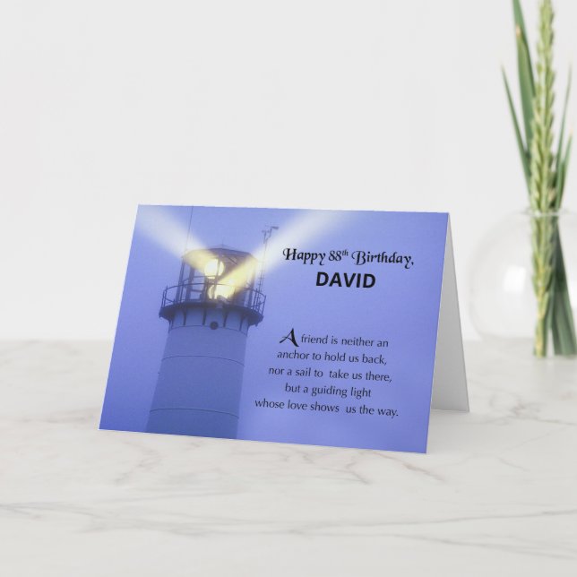 88th Birthday Lighthouse Customisable Name Card (Front)