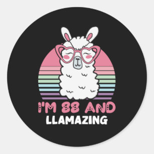 88th Birthday Llamazing Llama 88 Year Old Birthday Classic Round Sticker