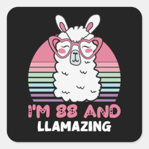 88th Birthday Llamazing Llama 88 Year Old Birthday Square Sticker