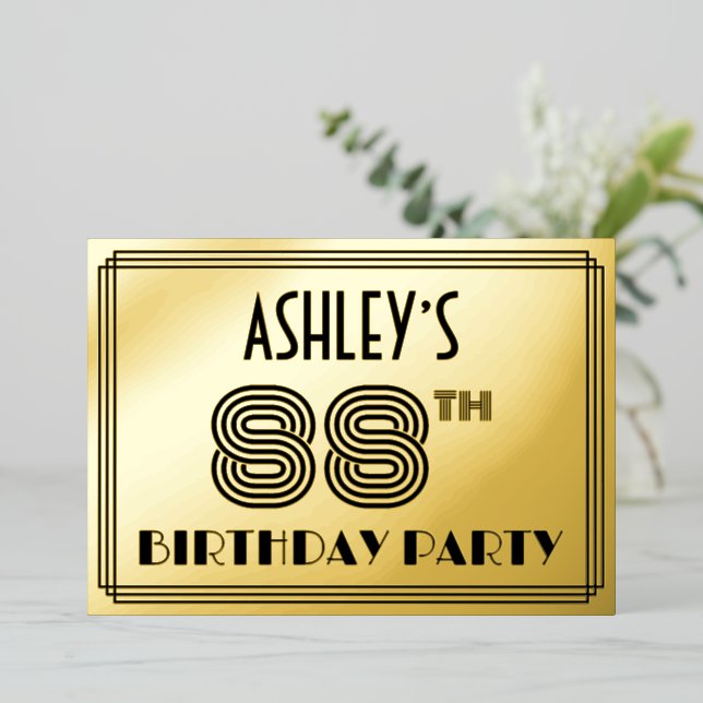 88th Birthday Party — Art Deco Style “88” & Name (Standing Front)