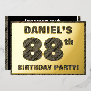 88th Birthday Party — Bold, Faux Wood Grain Text