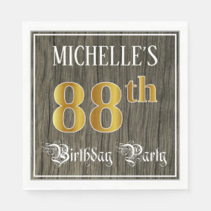 88th Birthday Party — Faux Gold & Faux Wood Looks Napkin