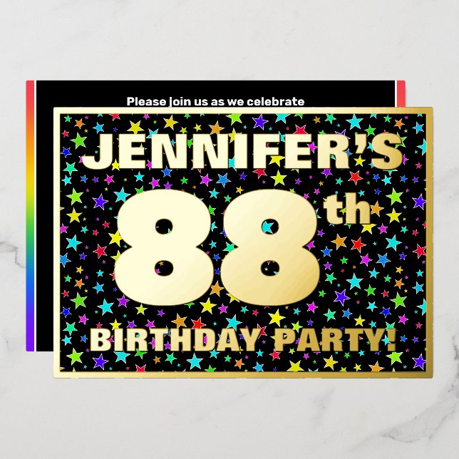 88th Birthday Party — Fun, Colourful Stars Pattern (Front/Back)