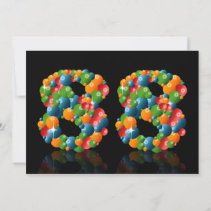 88th Birthday party, with bubbles and balls Invitation