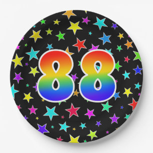 88th Event: Bold, Fun, Colourful Rainbow 88 Paper Plate