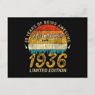 89 Year Old Bday 1936 Awesome 89th Birthday Gift Postcard