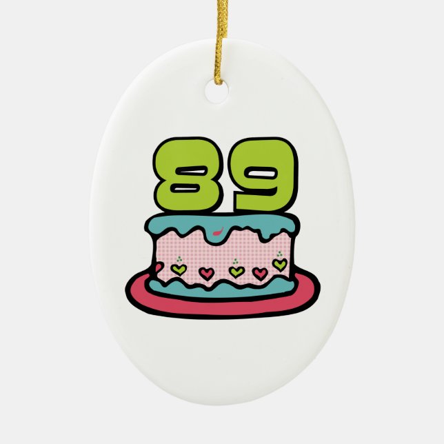 89 Year Old Birthday Cake Ceramic Tree Decoration (Front)