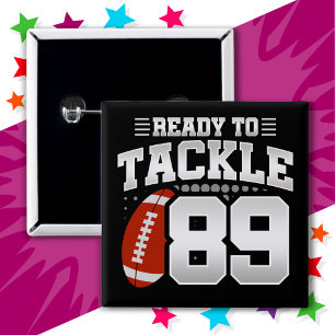 89 Year Old Tackle Football Party 89th Birthday 15 Cm Square Badge