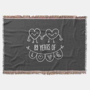 89th Anniversary Gift Chalk Hearts Throw Blanket