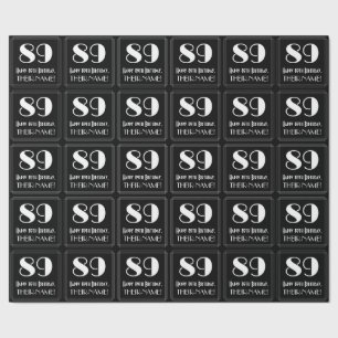 89th Birthday - Art Deco Inspired Look "89", Name Wrapping Paper