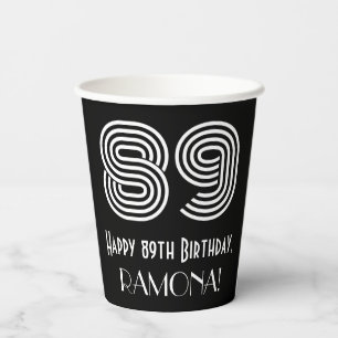 89th Birthday — Art Deco Inspired Look “89” Paper Cups