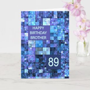 89th Birthday Brother, Blue Squares, Card