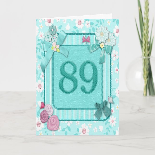 89th birthday card with flowers (Front)