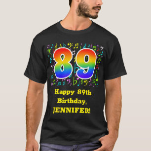 89th Birthday: Colourful Music Symbols, Rainbow 89 T-Shirt