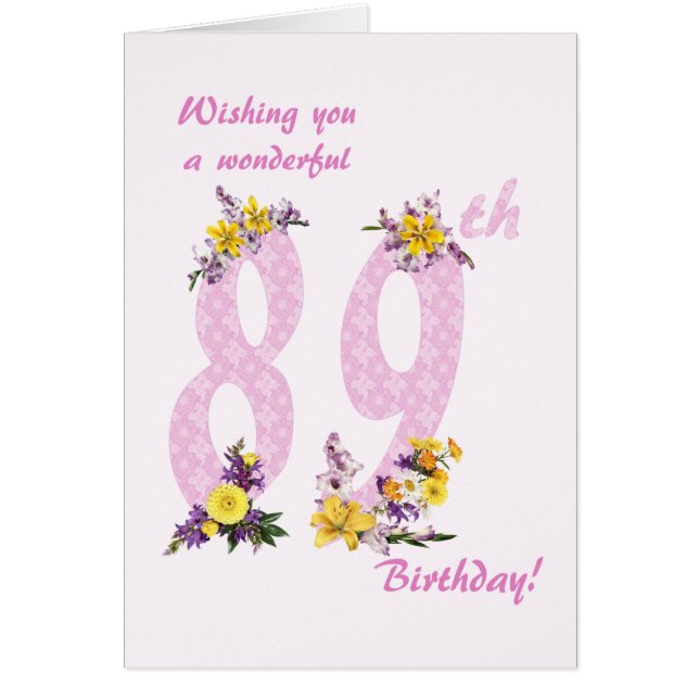 89th Birthday Flower Decorated Numbers (Front)