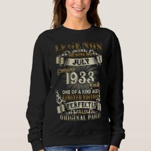 89th Birthday For Legends Born July 1933 89 Years Sweatshirt