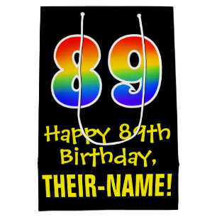 89th Birthday: Fun, Bold, Colourful, Rainbow "89" Medium Gift Bag