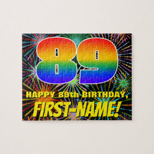 89th Birthday: Fun, Colourful Celebratory Firework Jigsaw Puzzle