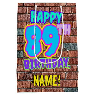 89th Birthday: Fun, Urban Graffiti Inspired Look Medium Gift Bag