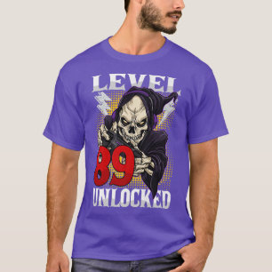 89th Birthday Gamer Skeleton Level 89 Unlocked Gam T-Shirt