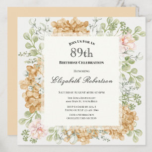 89th Birthday Invitation in Elegant Autumn Colours