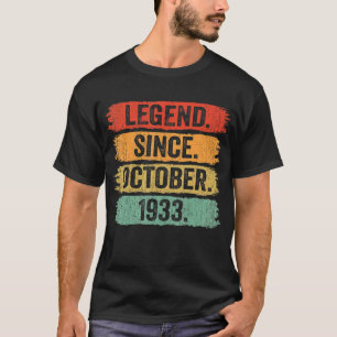 89th Birthday Legend Since October 1933 Retro Vint T-Shirt
