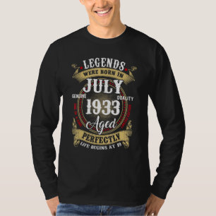 89th Birthday  Legends Born In July 1933 89 Years  T-Shirt
