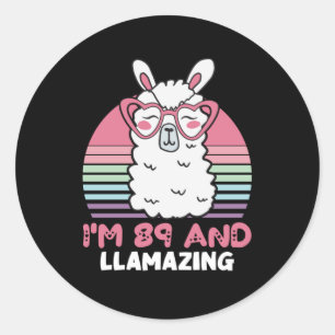 89th Birthday Llamazing Llama 89 Year Old Birthday Classic Round Sticker