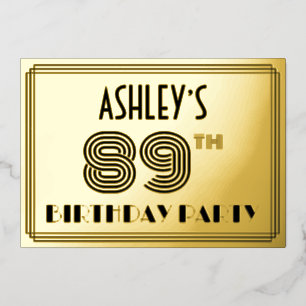 89th Birthday Party — Art Deco Style “89” & Name