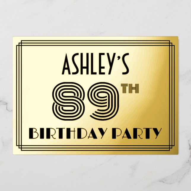 89th Birthday Party — Art Deco Style “89” & Name (Front)