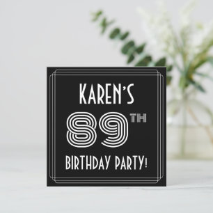 89th Birthday Party: Art Deco Style w/ Custom Name Invitation