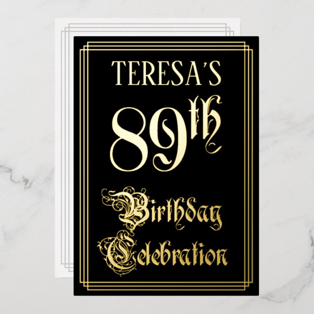 89th Birthday Party — Fancy Script & Custom Name (Front/Back)