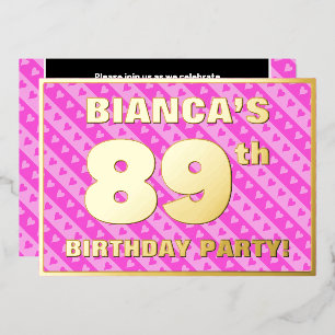89th Birthday Party — Fun Pink Hearts and Stripes