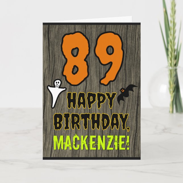 89th Birthday: Spooky Halloween Theme, Custom Name Card (Front)