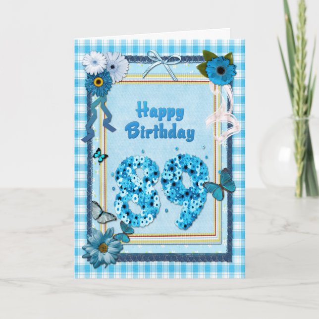 89th  Birthday with a scrapbook effect Card (Front)