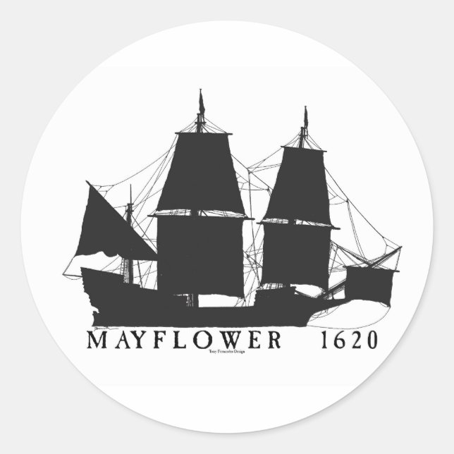 8 1620 Mayflower Classic Round Sticker (Front)