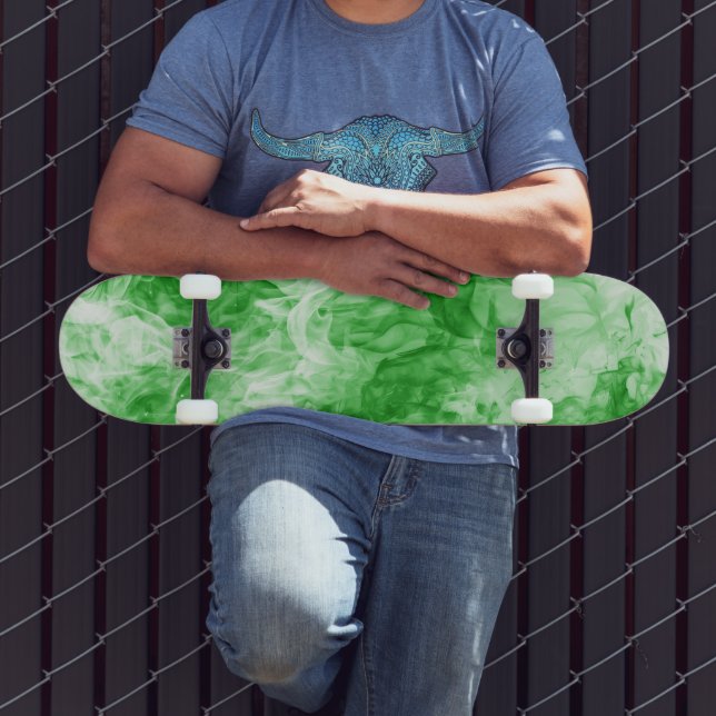 8 1/2" Green Abstract Smoke Skateboard (Outdoor 3)